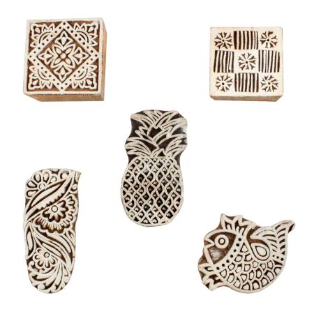 Set of 5 Piece New Wooden Printing Block